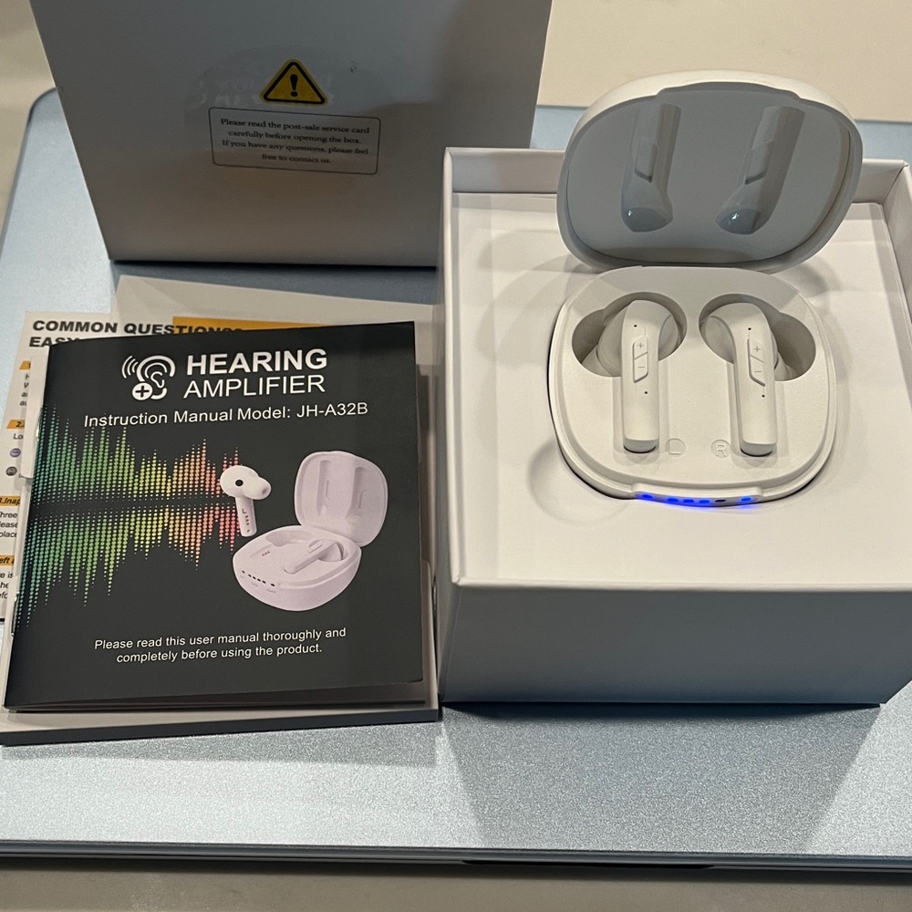 White Hearing Amplifier Earbuds (NIB)